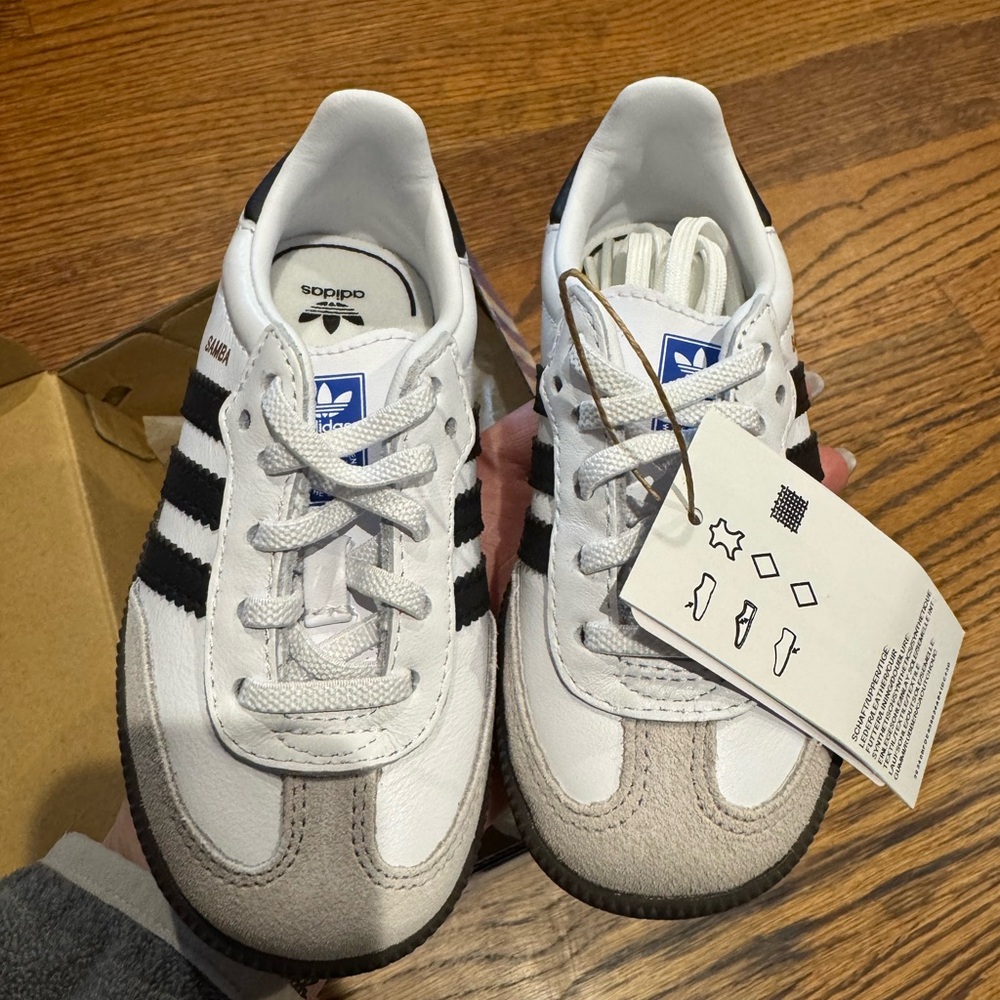 Adidas Baby/Kids Samba White and Black Sneakers